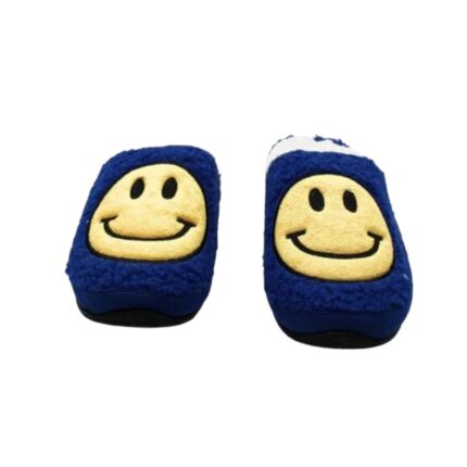 Deer Stags Men's Blue Smiley Face Slip-Ons | Cozy Round Toe Slippers