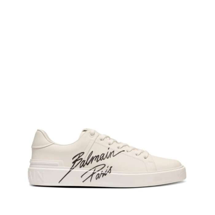 Balmain B-court Paris Leather Sneakers